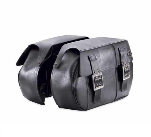 Black Distressed Leather Saddlebags